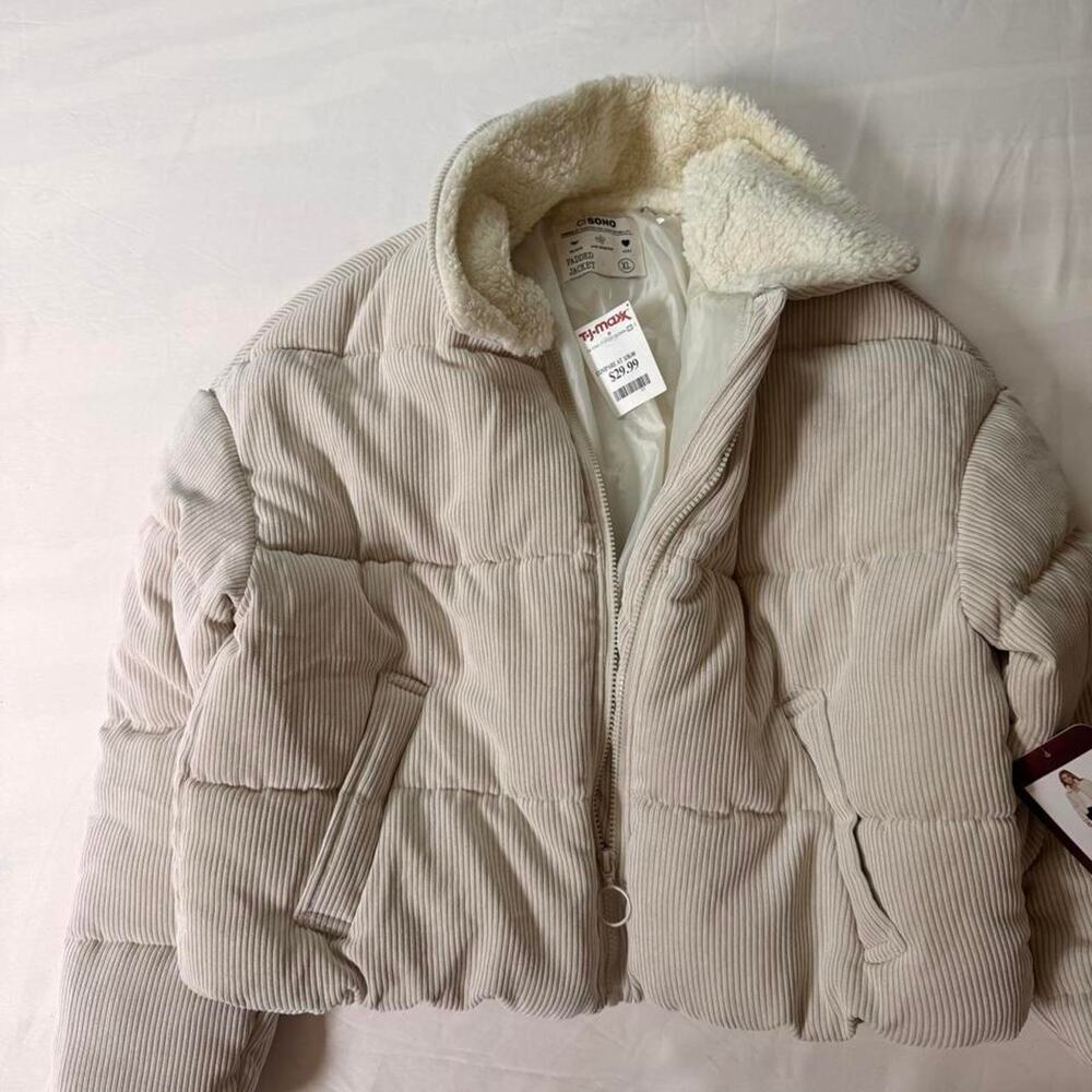 Cisono cream corduroy puffer jacket NWT